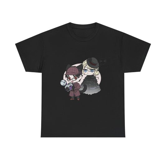 Anime Lord of Mysteries Chibi Cat Detective Duo Black T-Shirt