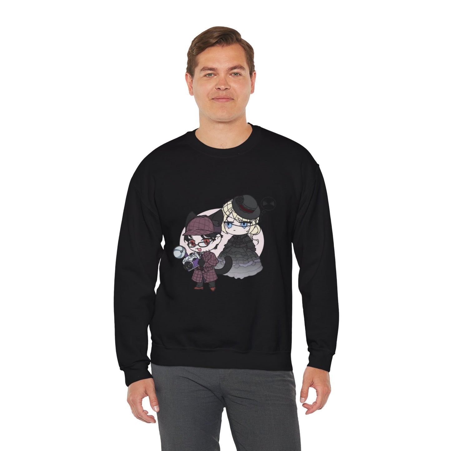 Anime Lord of Mysteries Chibi Cat Detective Duo Black Sweatshirt