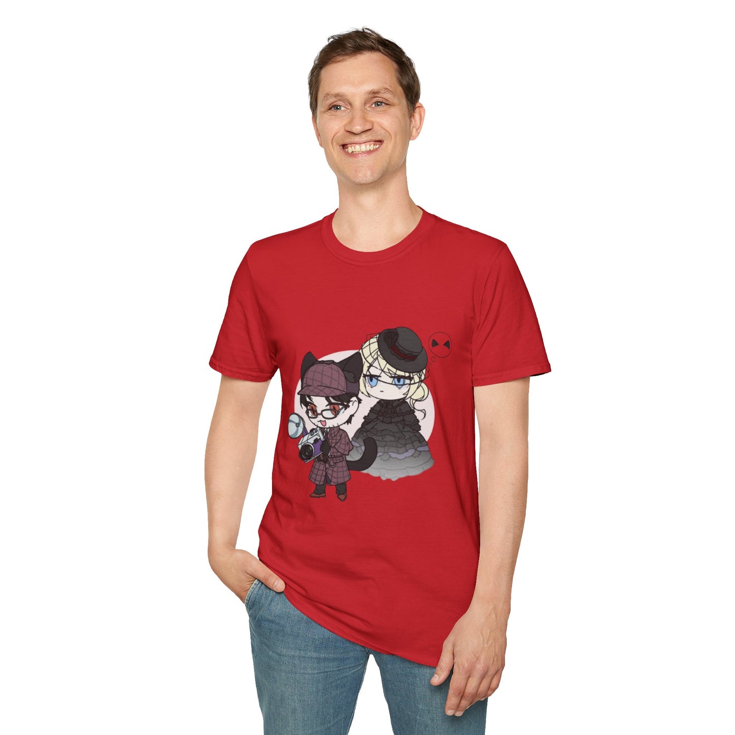 Anime Lord of Mysteries Chibi Cat Detective Duo Red T-Shirt