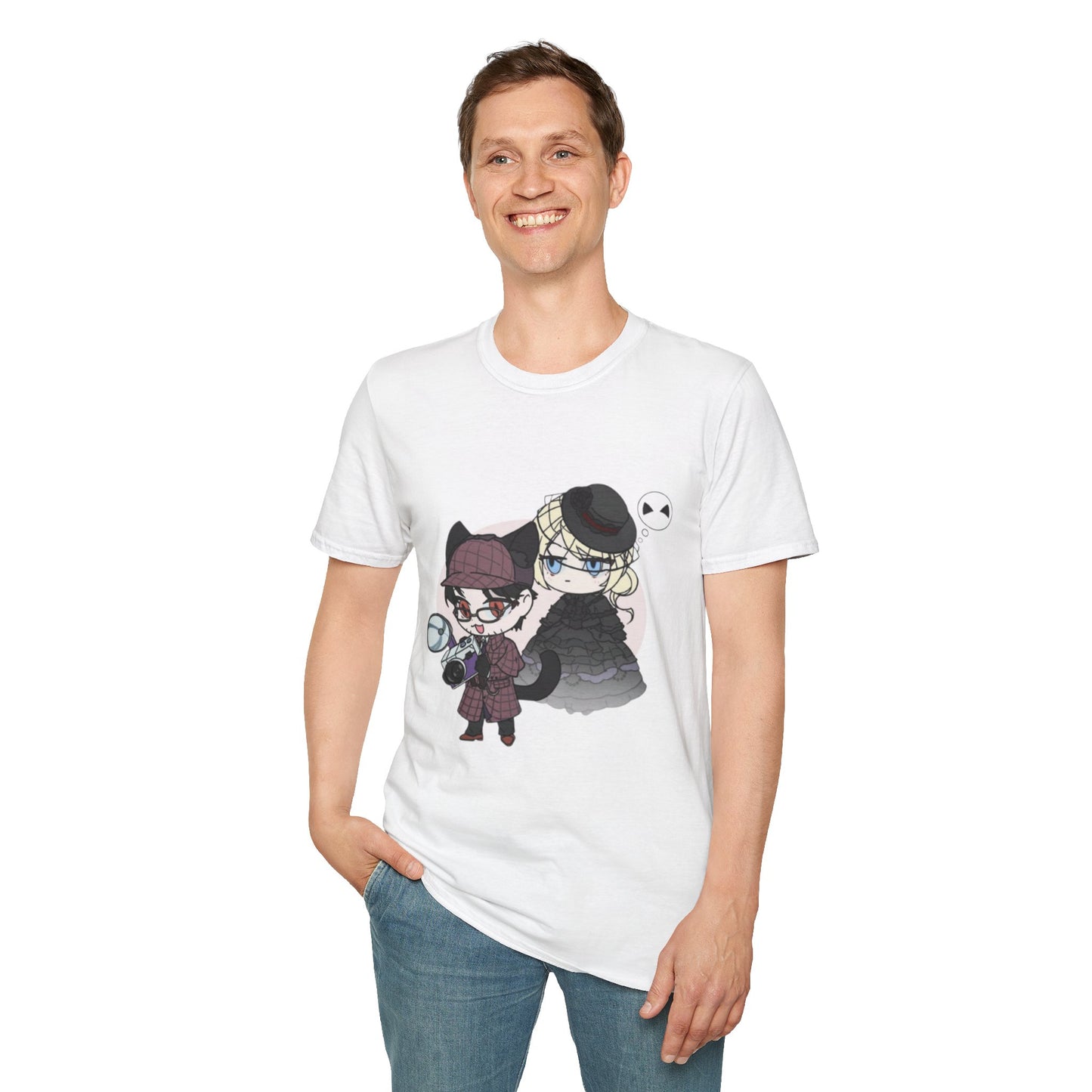 Anime Lord of Mysteries Chibi Cat Detective Duo White T-Shirt