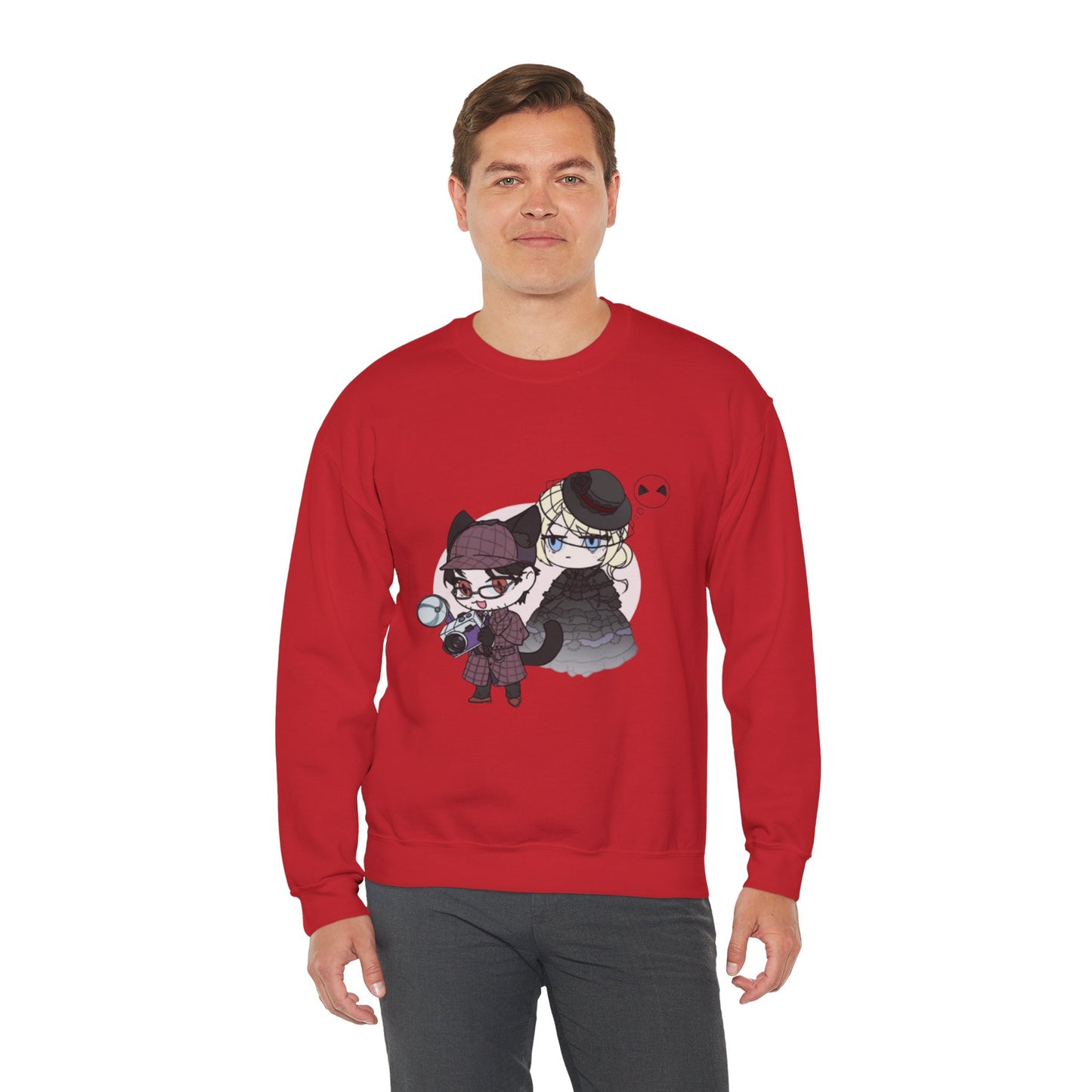 Anime Lord of Mysteries Chibi Cat Detective Duo Red Sweatshirt