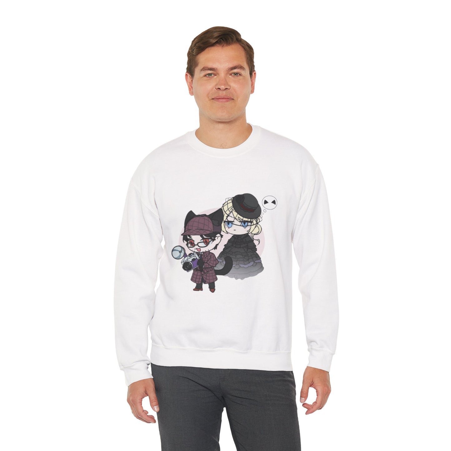 Anime Lord of Mysteries Chibi Cat Detective Duo White Sweatshirt