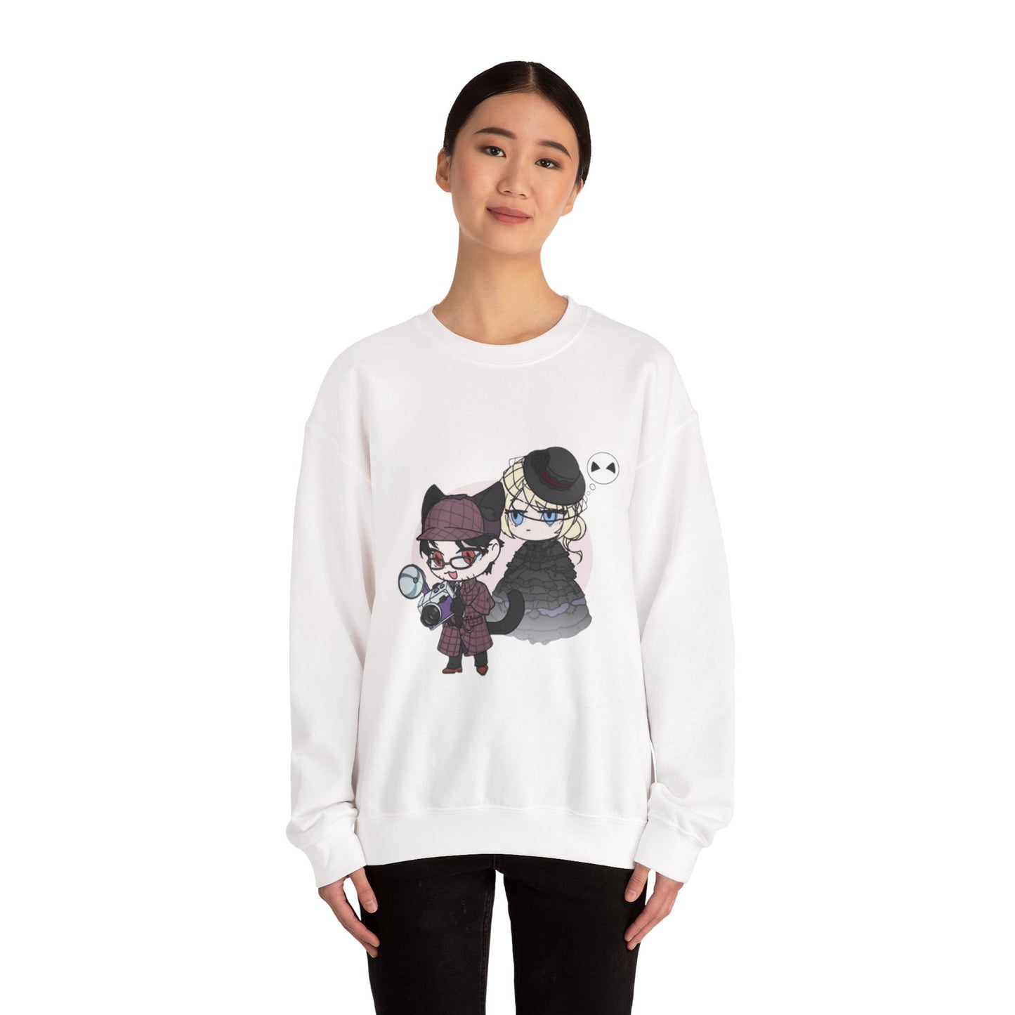 Anime Lord of Mysteries Chibi Cat Detective Duo White Sweatshirt