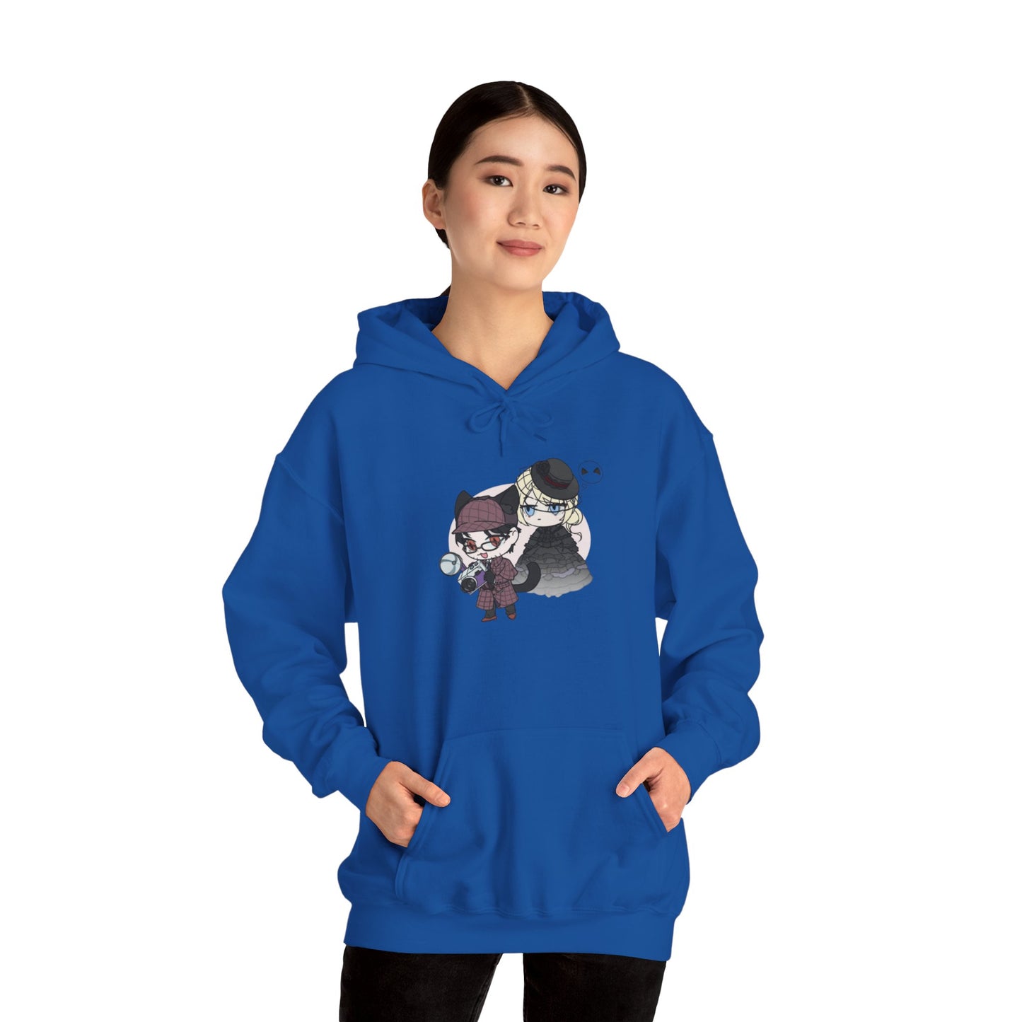 Anime Lord of Mysteries Chibi Cat Detective Duo Blue Hoodie