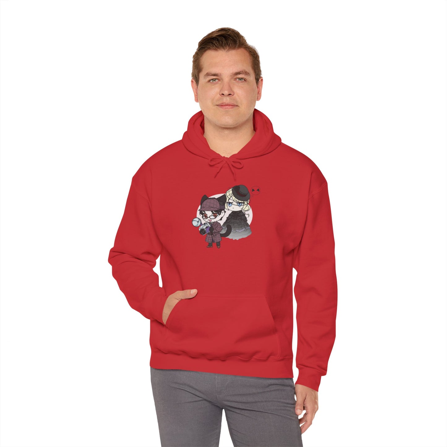 Anime Lord of Mysteries Chibi Cat Detective Duo Red Hoodie