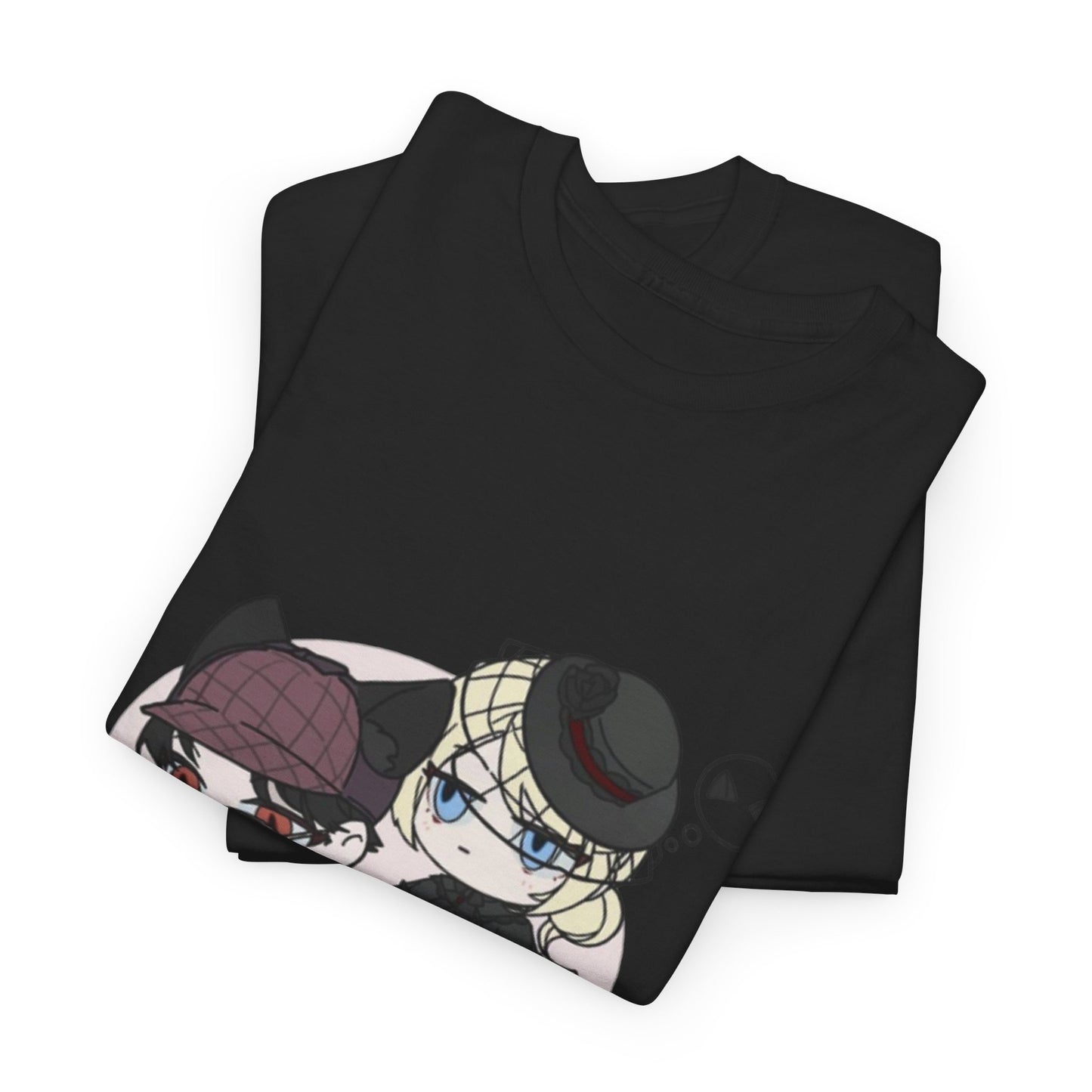 Anime Lord of Mysteries Chibi Cat Detective Duo Black T-Shirt