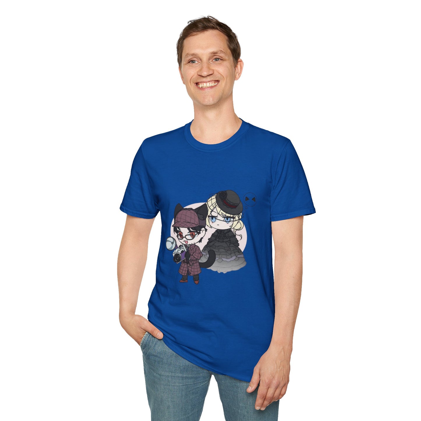 Anime Lord of Mysteries Chibi Cat Detective Duo Blue T-Shirt