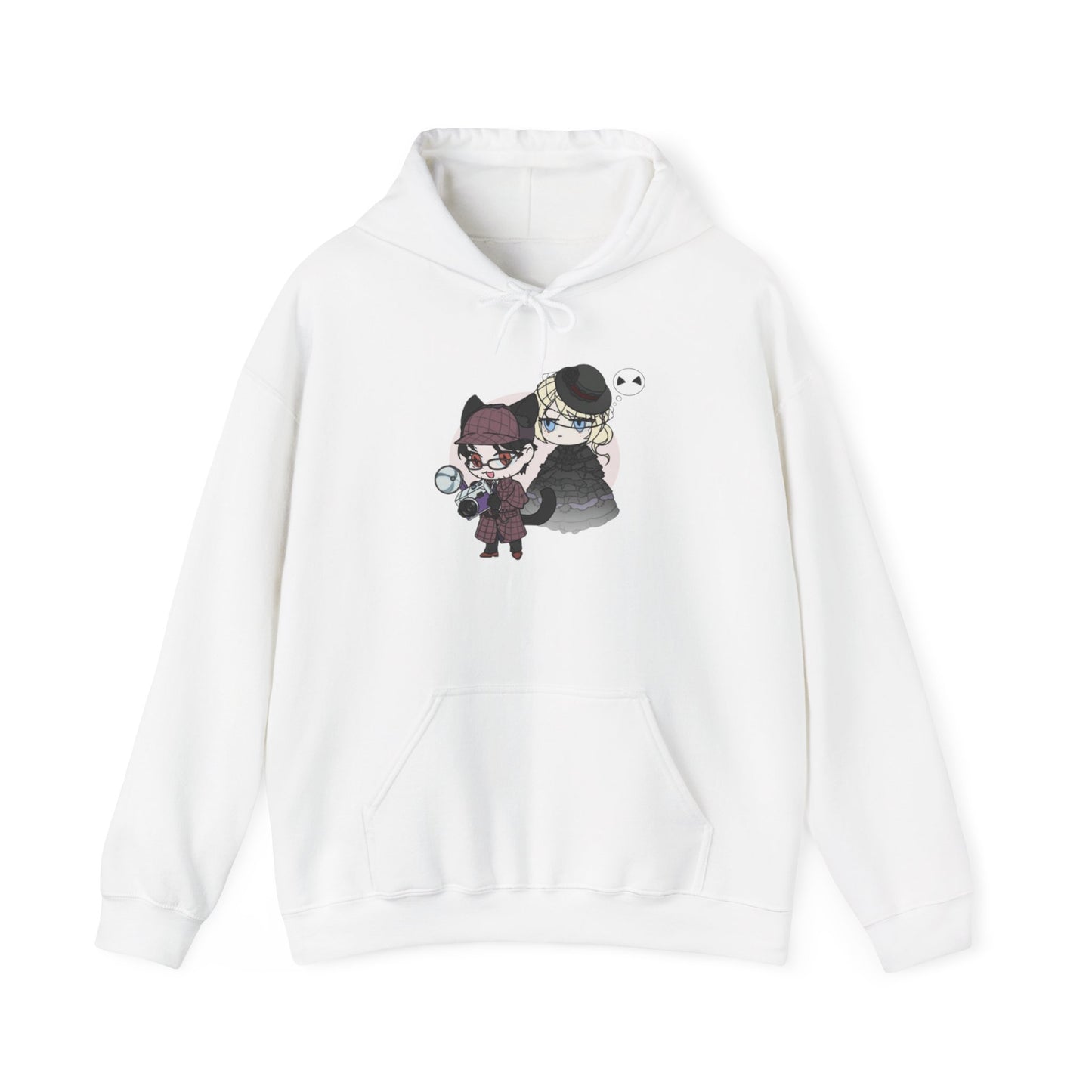 Anime Lord of Mysteries Chibi Cat Detective Duo White Hoodie
