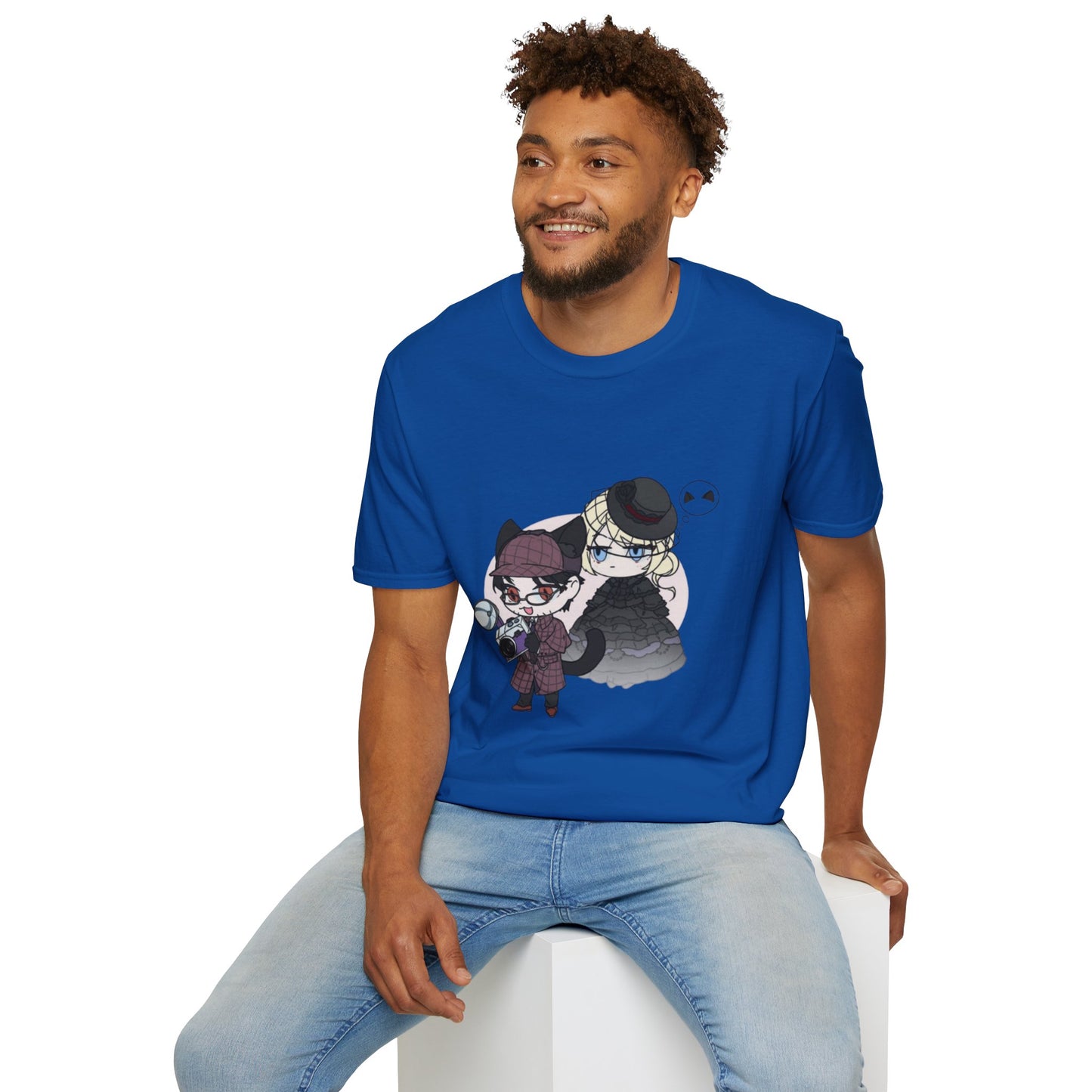 Anime Lord of Mysteries Chibi Cat Detective Duo Blue T-Shirt