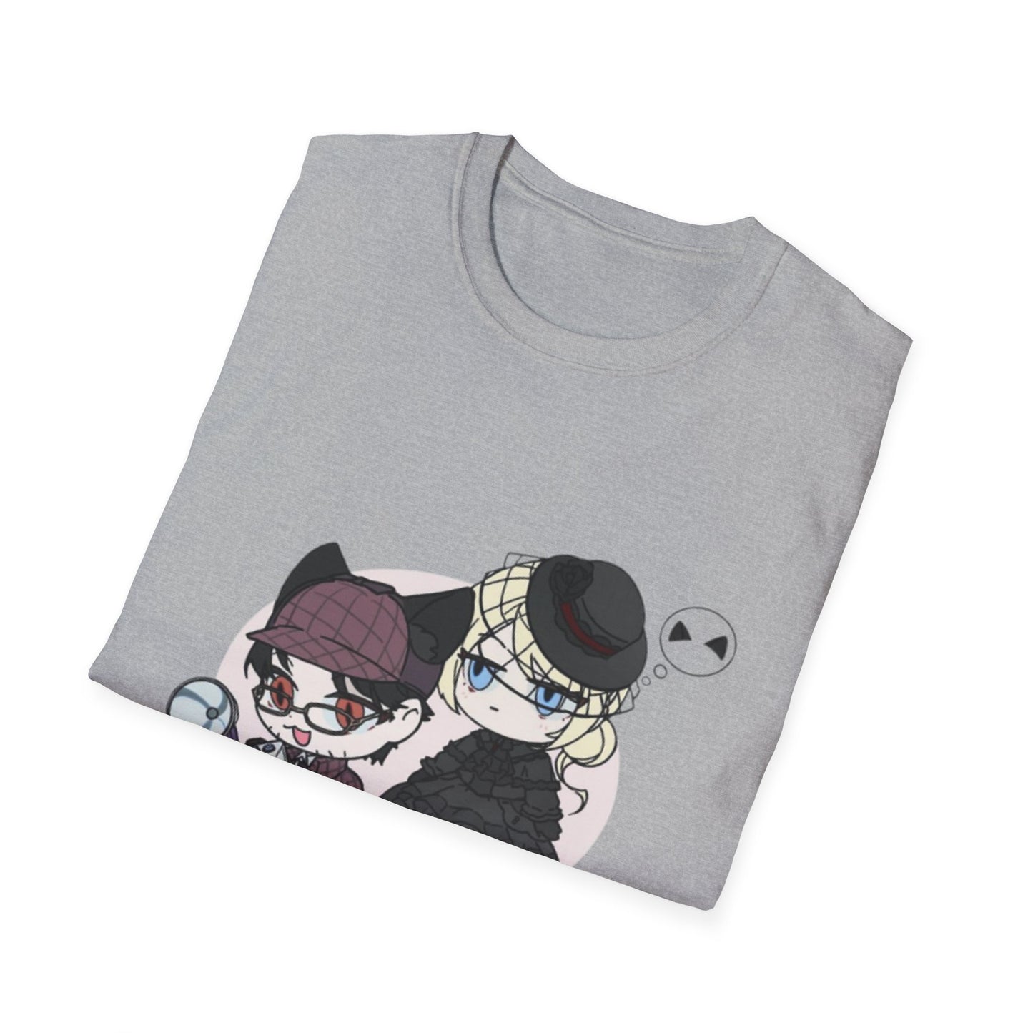 Anime Lord of Mysteries Chibi Cat Detective Duo Gray T-Shirt