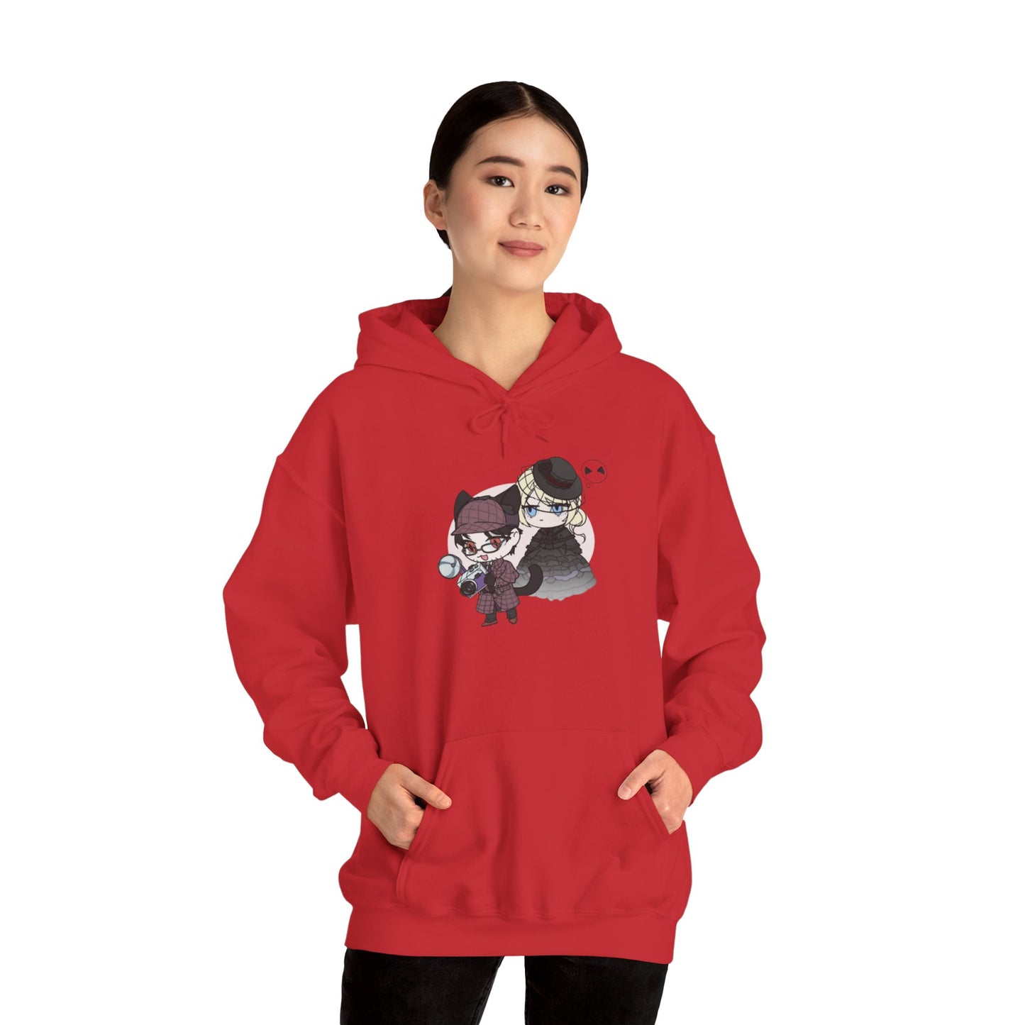 Anime Lord of Mysteries Chibi Cat Detective Duo Red Hoodie