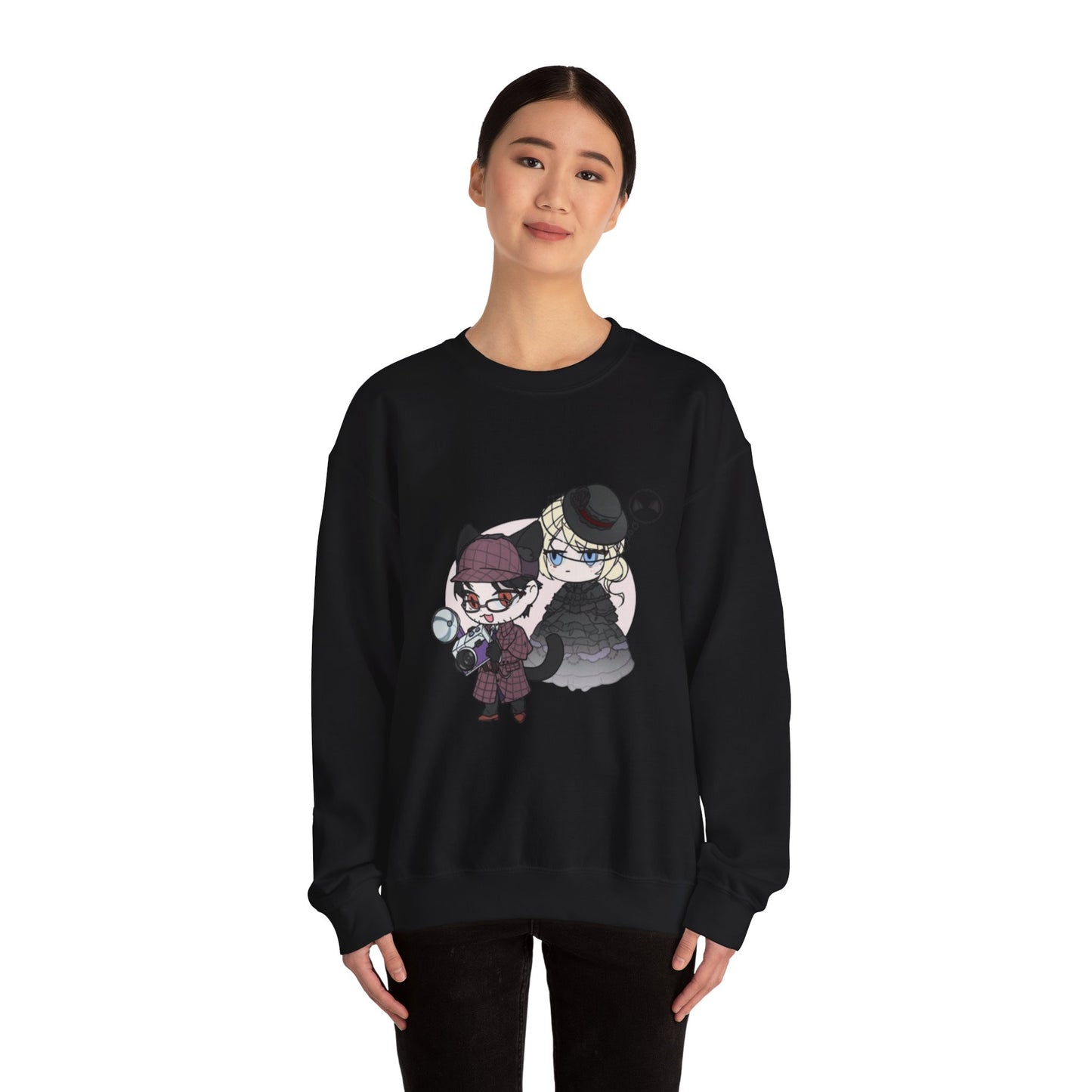 Anime Lord of Mysteries Chibi Cat Detective Duo Black Sweatshirt