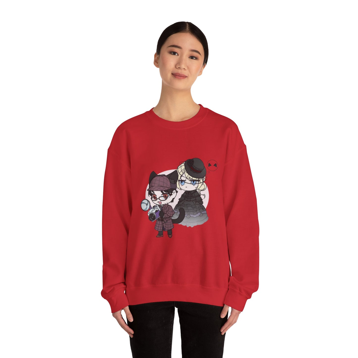 Anime Lord of Mysteries Chibi Cat Detective Duo Red Sweatshirt