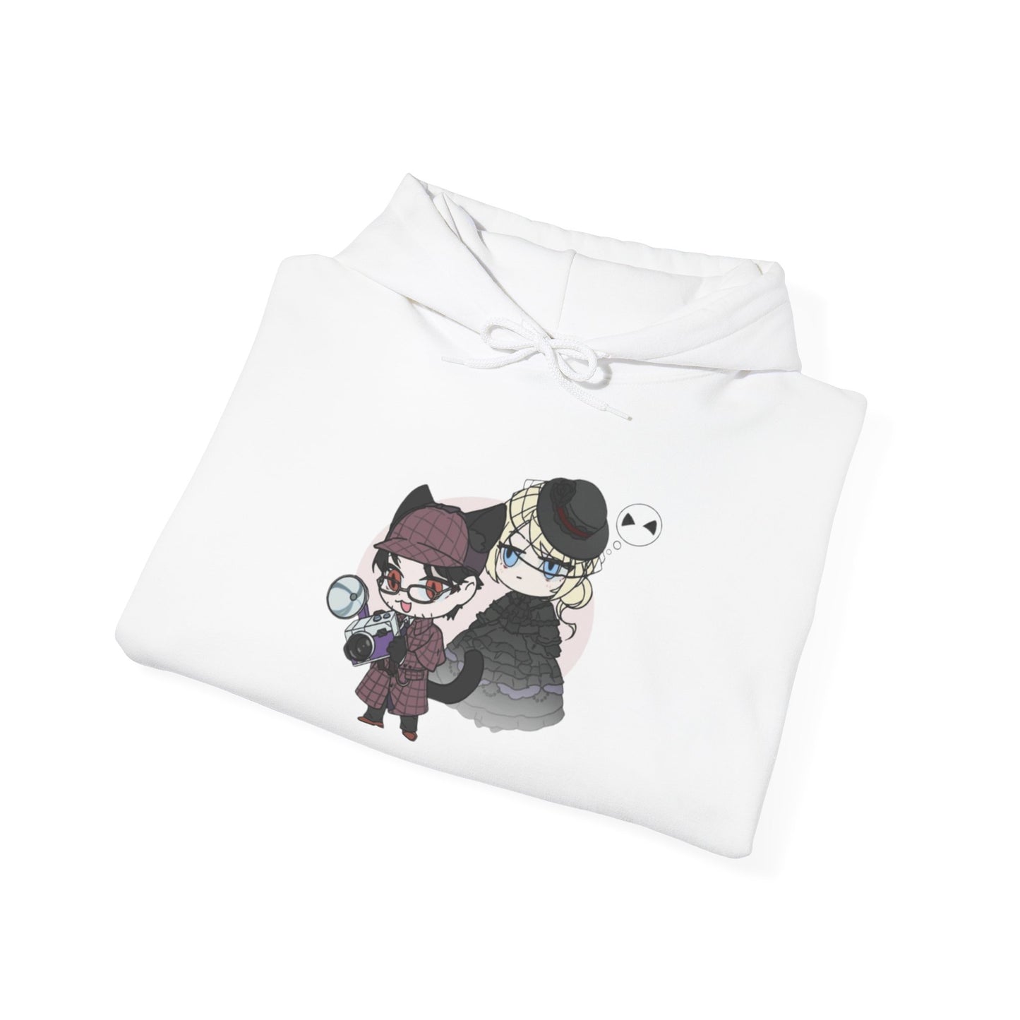 Anime Lord of Mysteries Chibi Cat Detective Duo White Hoodie