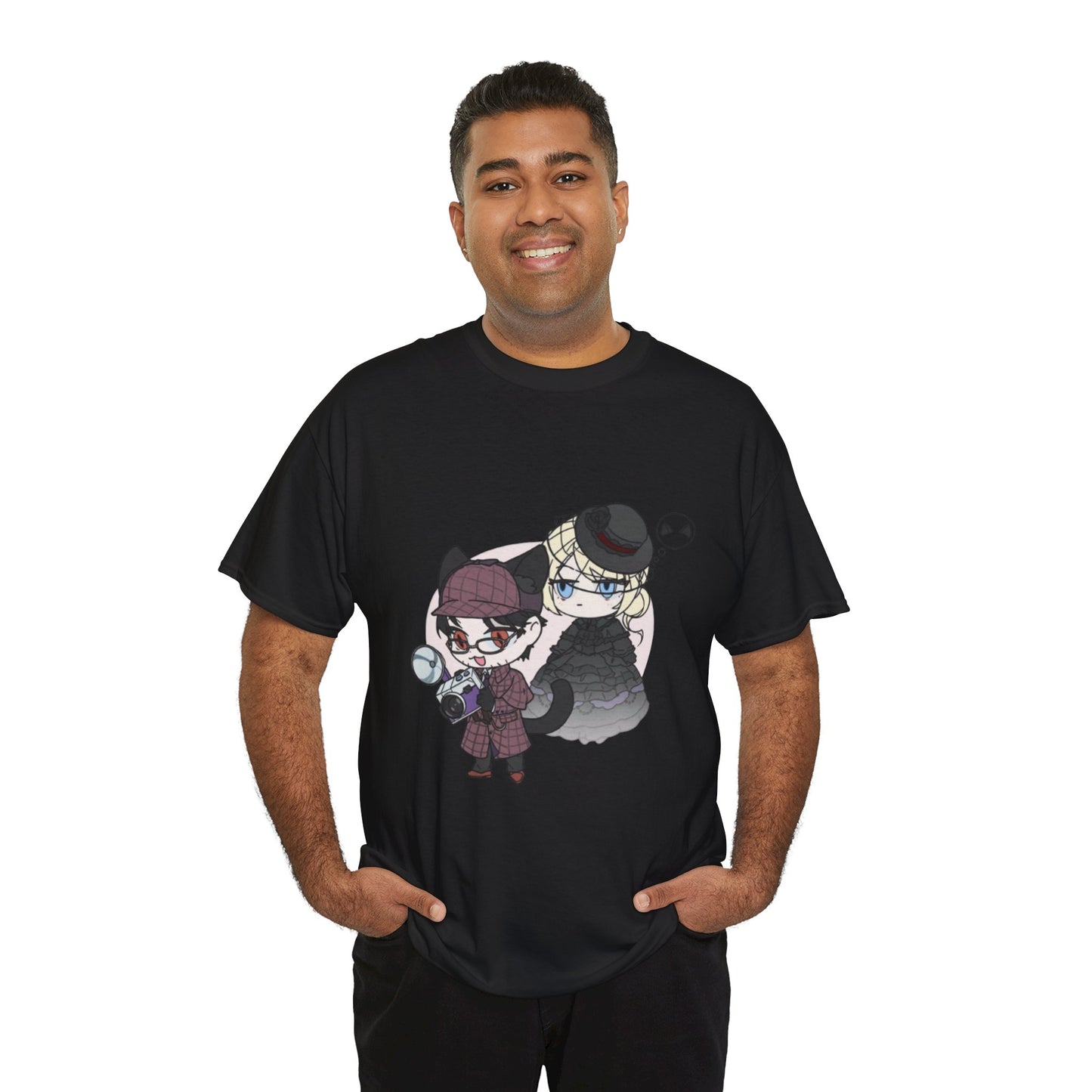 Anime Lord of Mysteries Chibi Cat Detective Duo Black T-Shirt