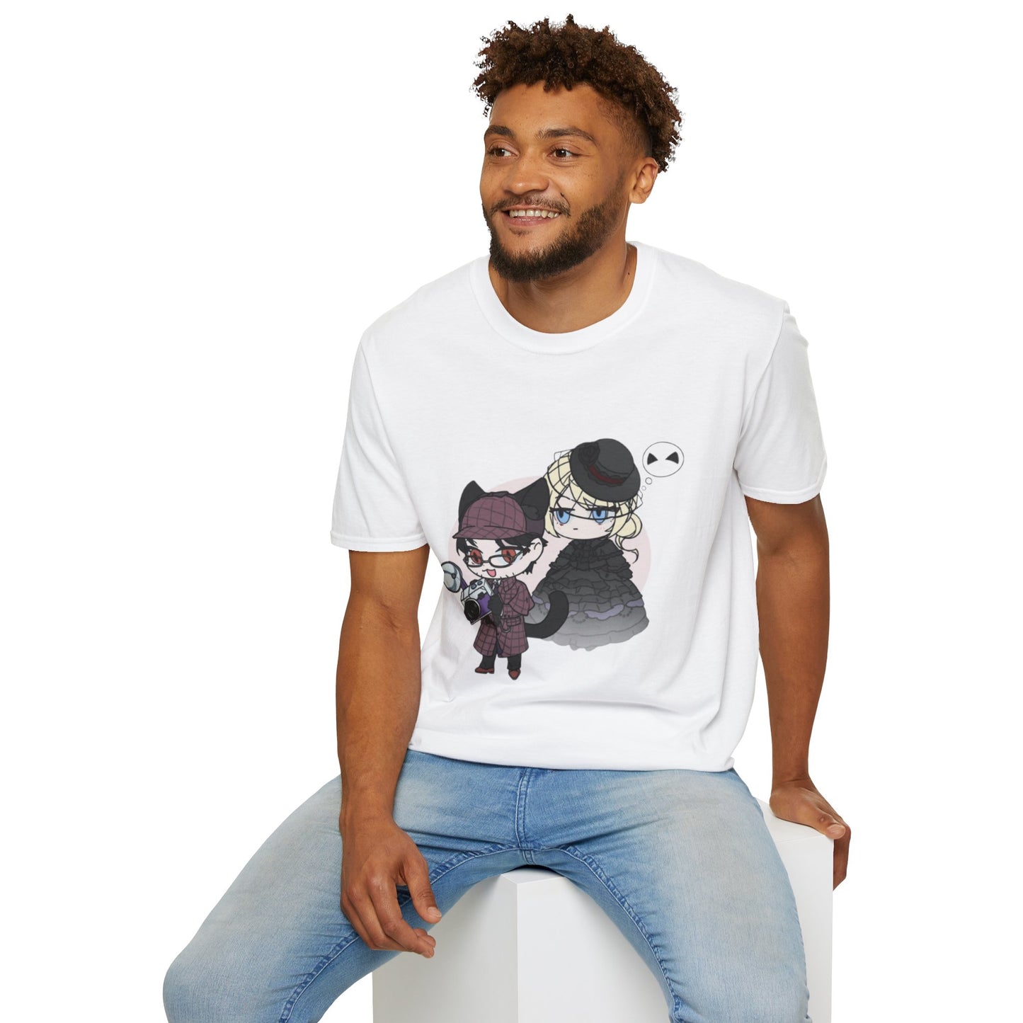 Anime Lord of Mysteries Chibi Cat Detective Duo White T-Shirt