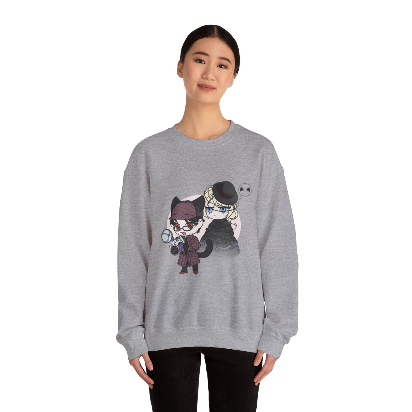Anime Lord of Mysteries Chibi Cat Detective Duo Gray Sweatshirt