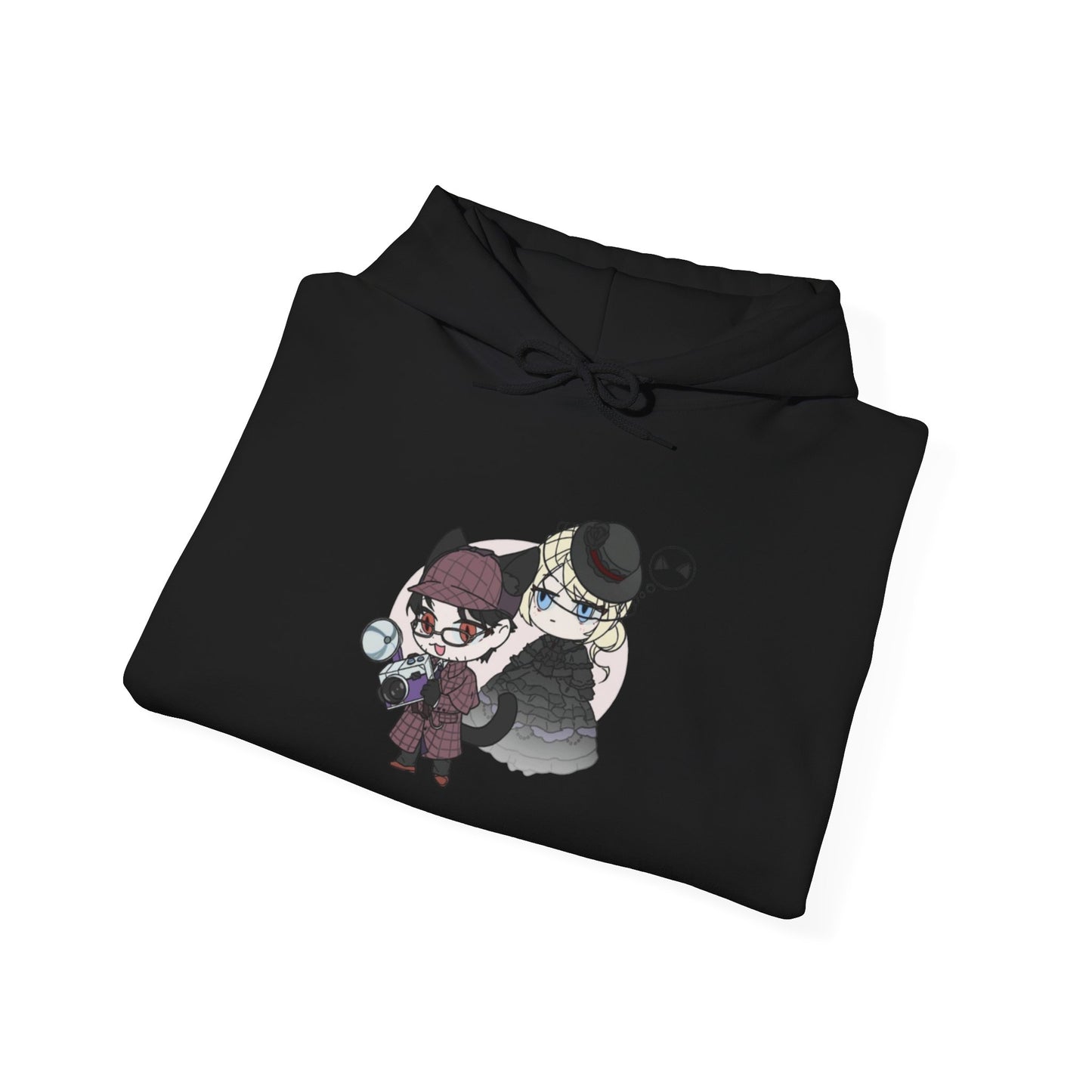 Anime Lord of Mysteries Chibi Cat Detective Duo Black Hoodie