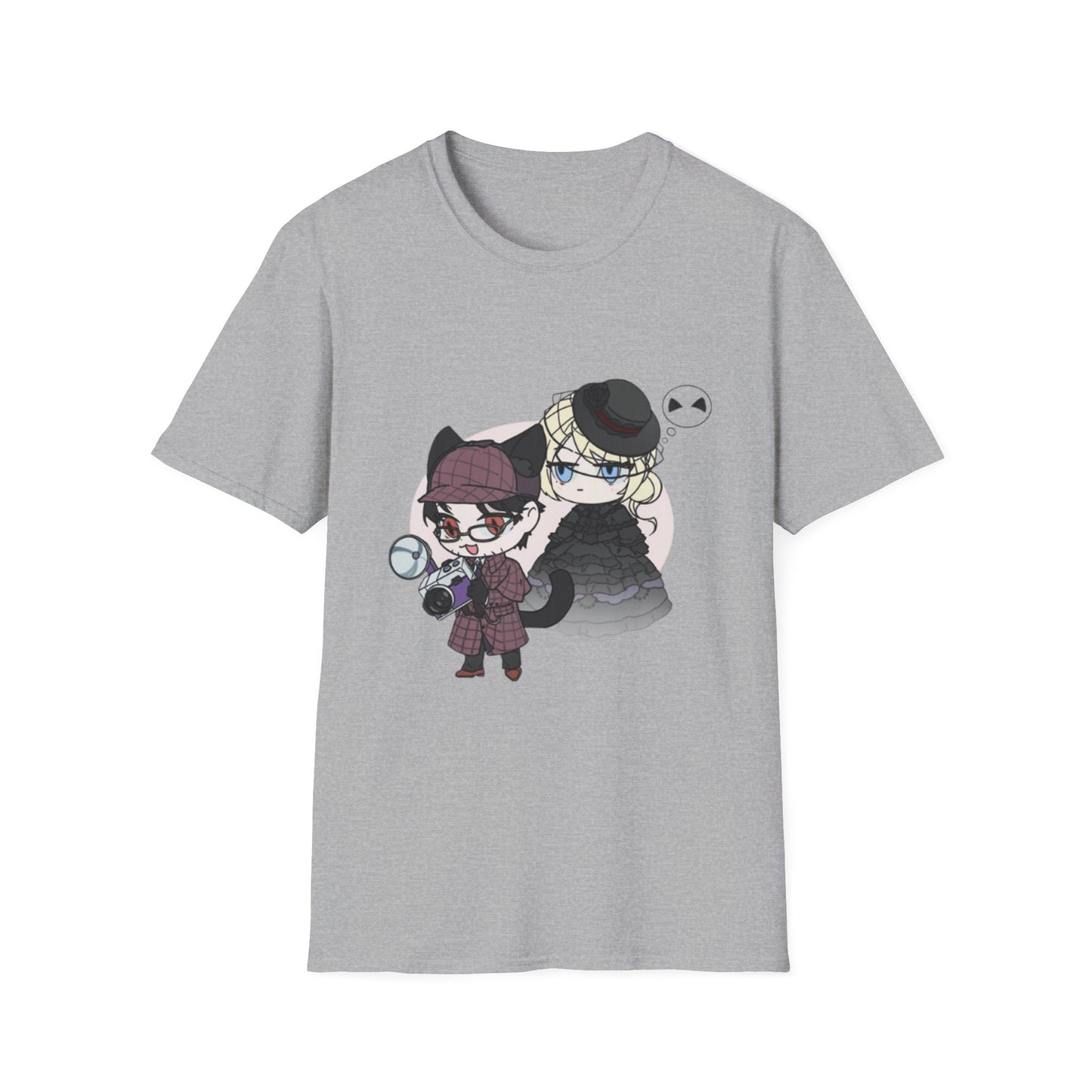 Anime Lord of Mysteries Chibi Cat Detective Duo Gray T-Shirt