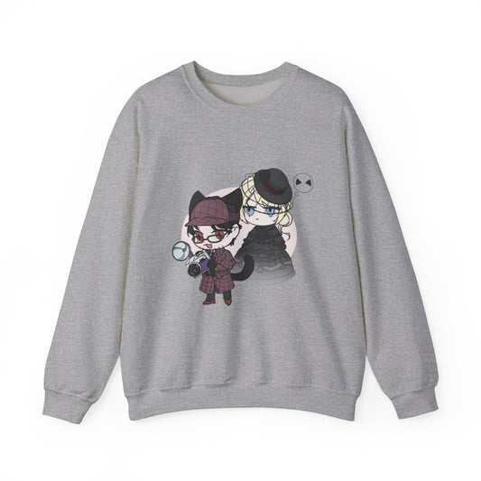 Anime Lord of Mysteries Chibi Cat Detective Duo Gray Sweatshirt