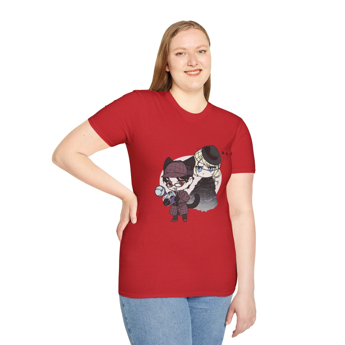 Anime Lord of Mysteries Chibi Cat Detective Duo Red T-Shirt
