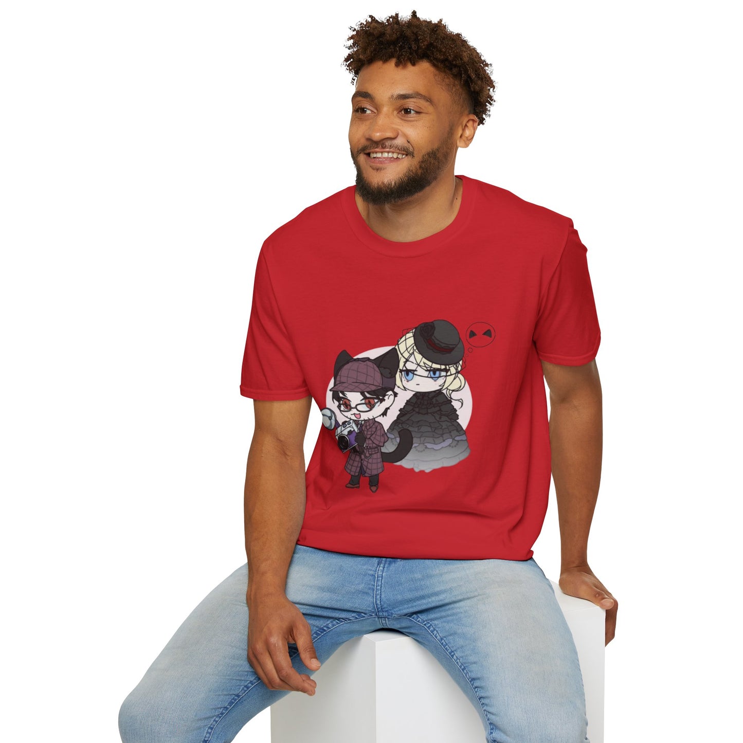 Anime Lord of Mysteries Chibi Cat Detective Duo Red T-Shirt