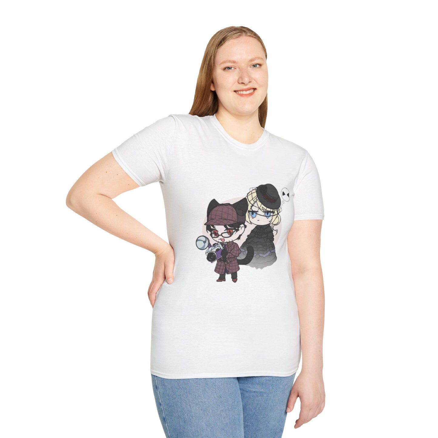 Anime Lord of Mysteries Chibi Cat Detective Duo White T-Shirt