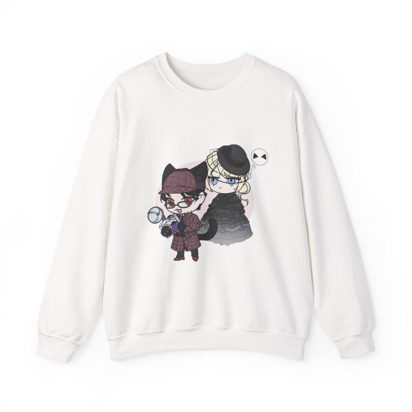 Anime Lord of Mysteries Chibi Cat Detective Duo White Sweatshirt