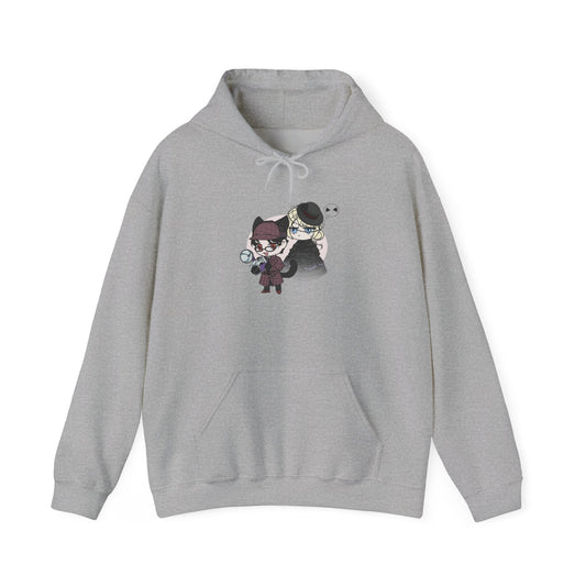 Anime Lord of Mysteries Chibi Cat Detective Duo Gray Hoodie