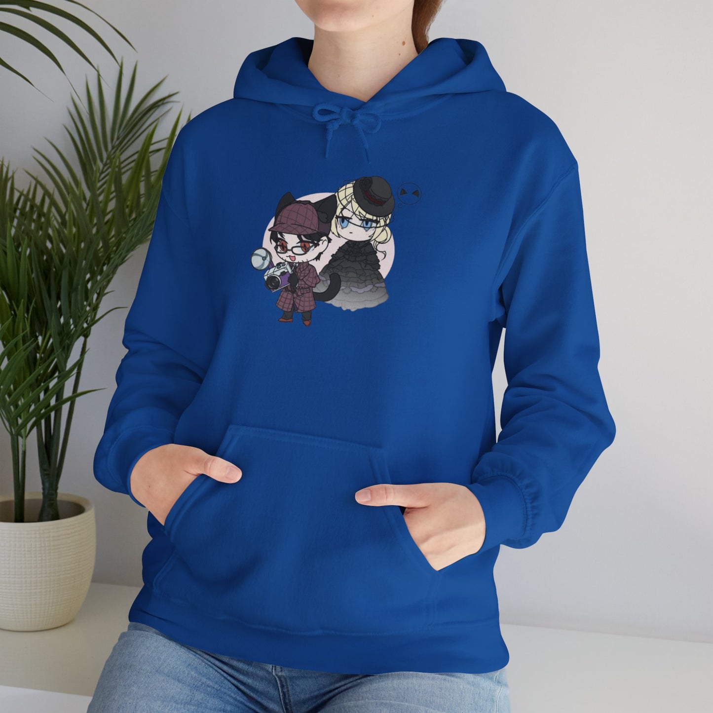 Anime Lord of Mysteries Chibi Cat Detective Duo Blue Hoodie