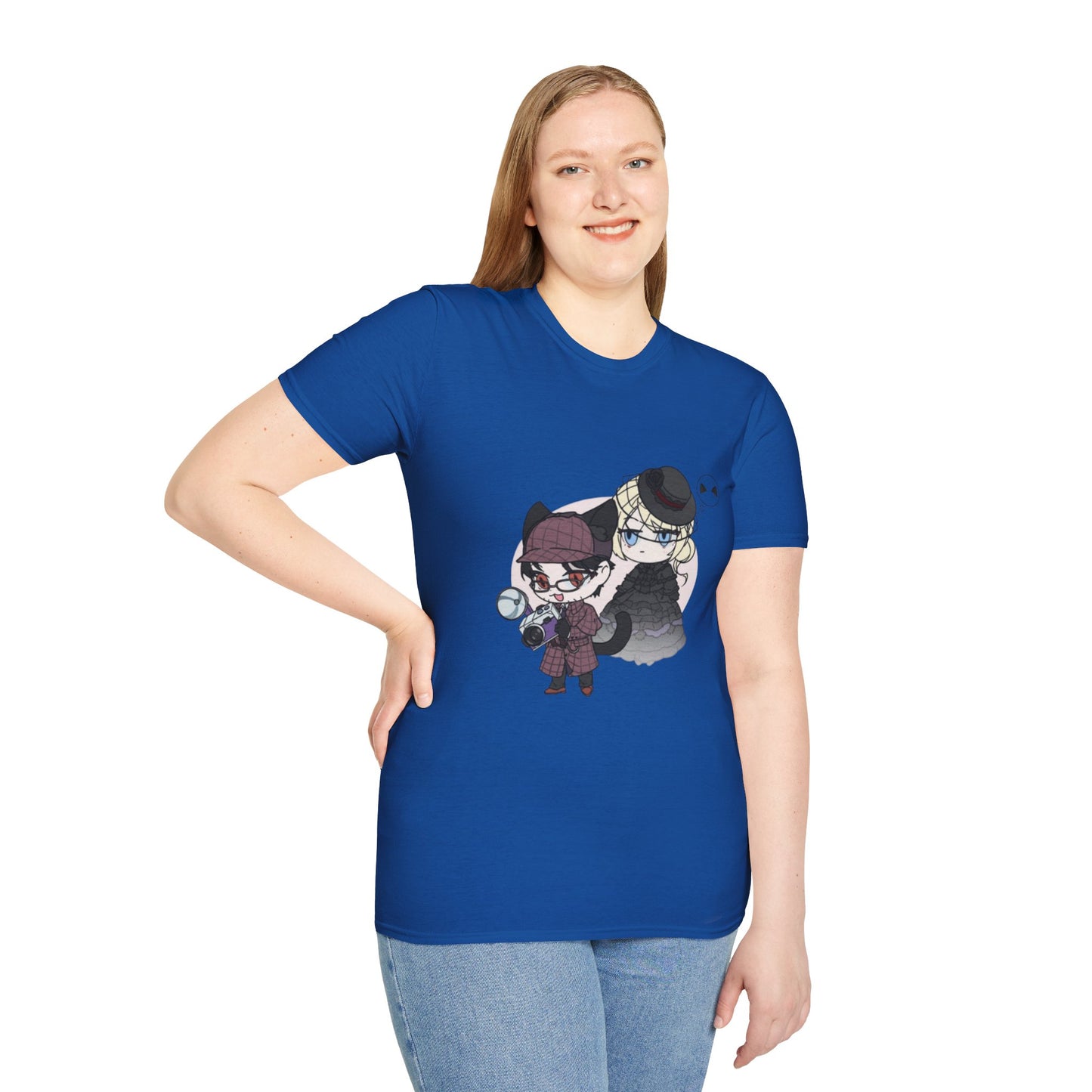 Anime Lord of Mysteries Chibi Cat Detective Duo Blue T-Shirt