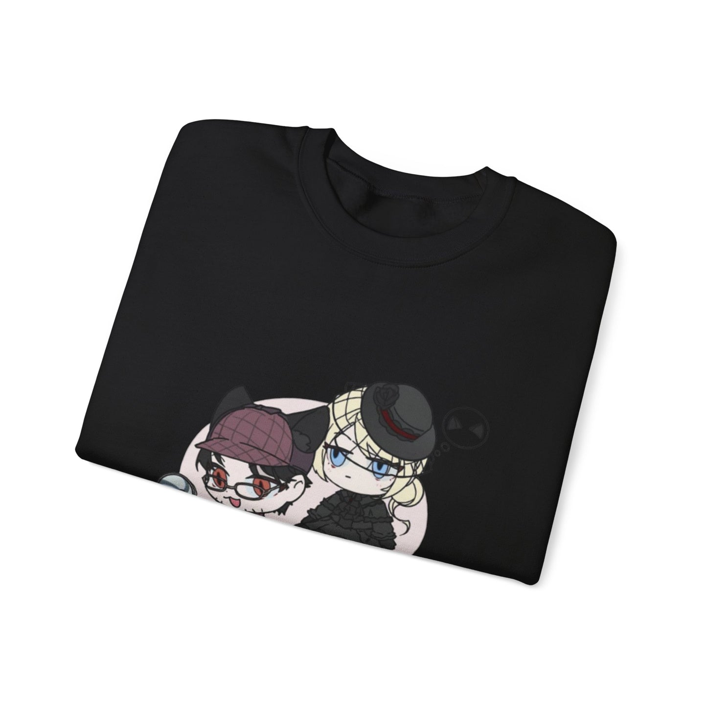Anime Lord of Mysteries Chibi Cat Detective Duo Black Sweatshirt