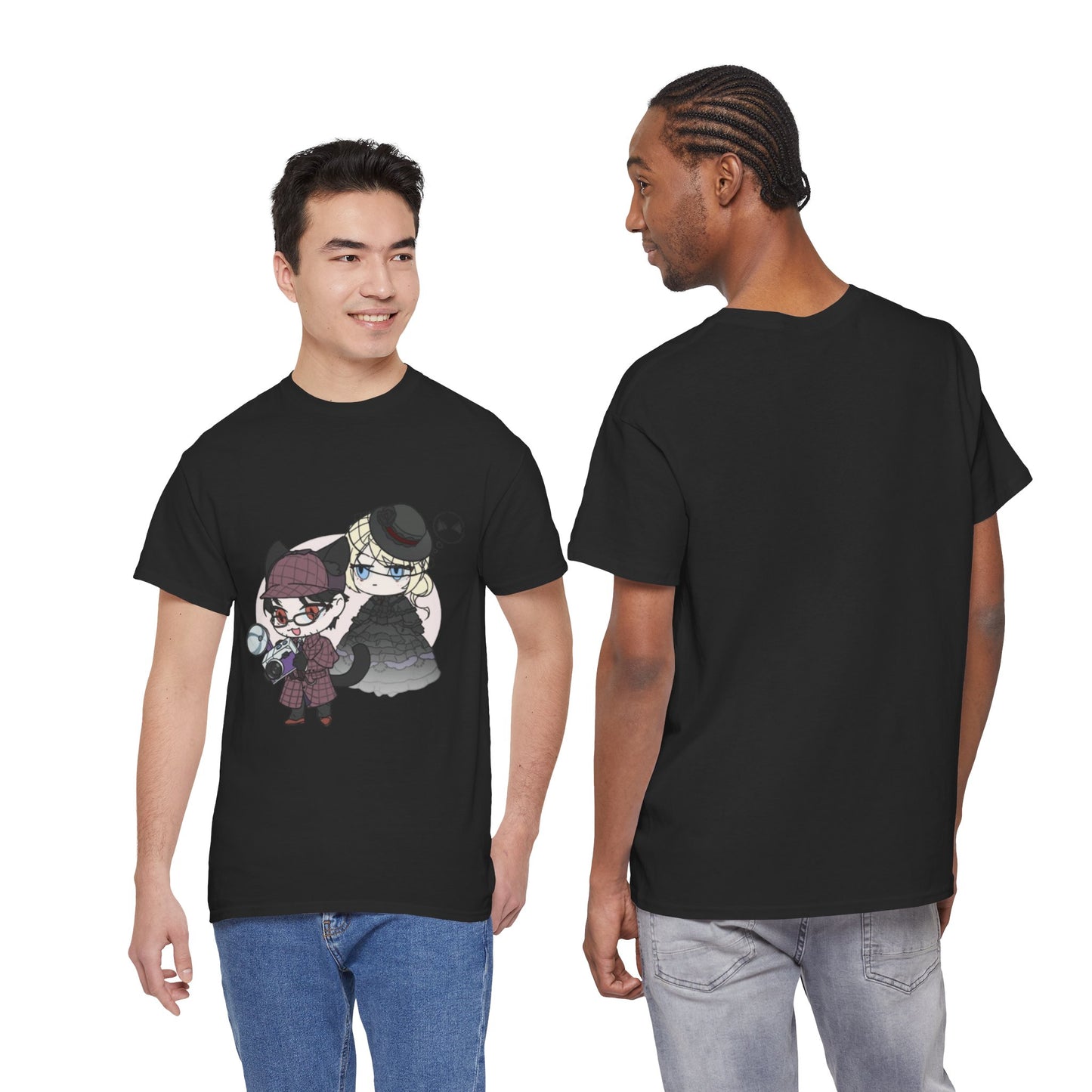 Anime Lord of Mysteries Chibi Cat Detective Duo Black T-Shirt