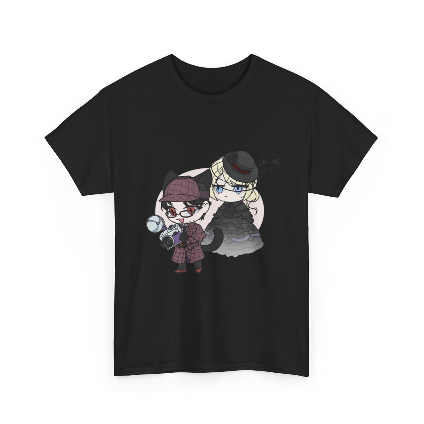 Anime Lord of Mysteries Chibi Cat Detective Duo Black T-Shirt