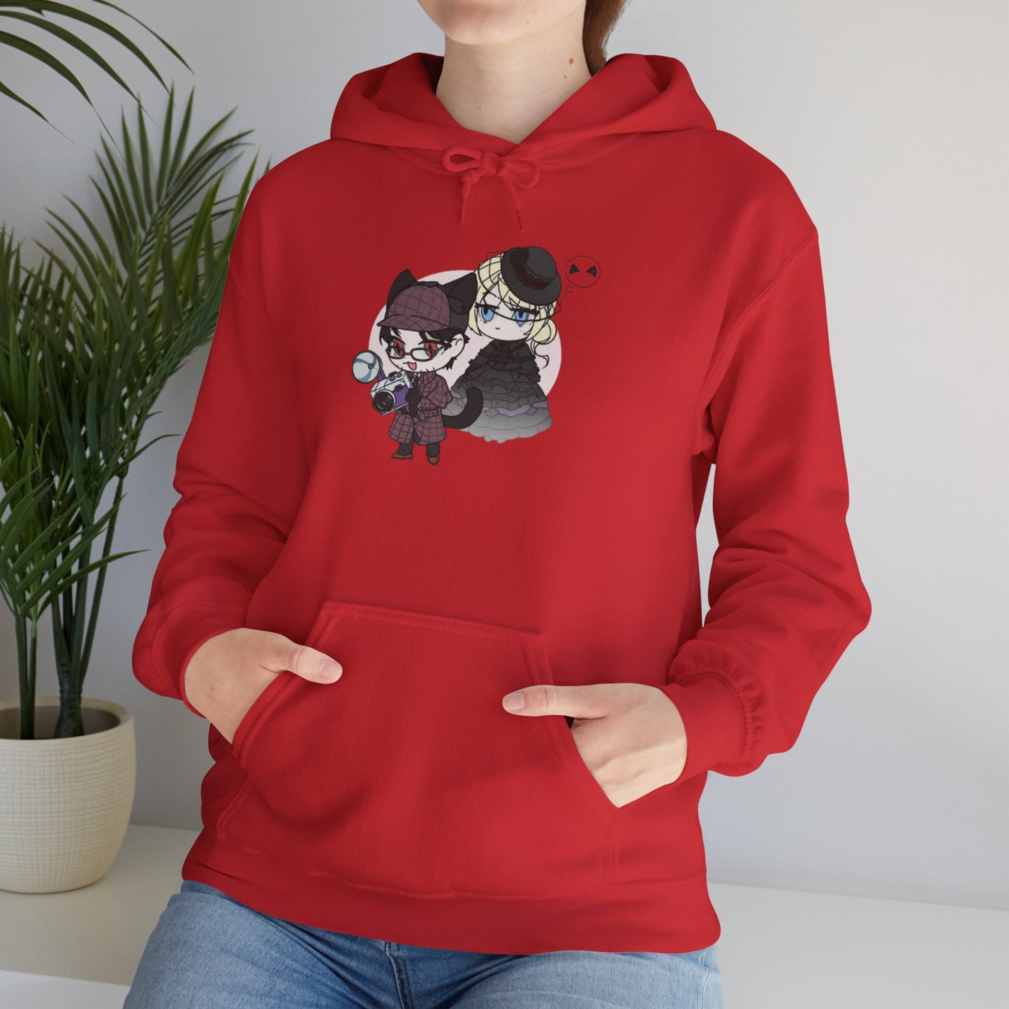 Anime Lord of Mysteries Chibi Cat Detective Duo Red Hoodie