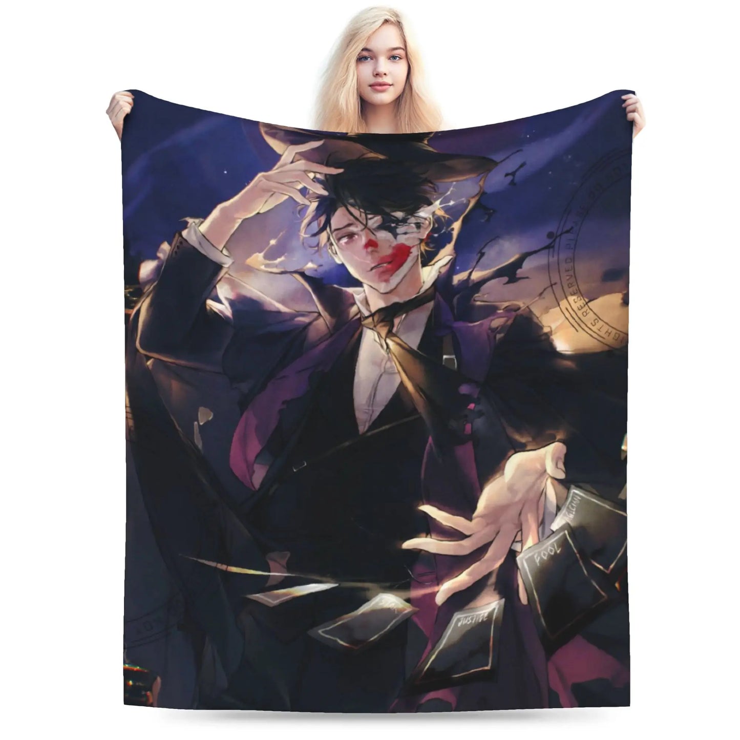 Lord of Mysteries Klein Moretti Clown Tarot Cards Throw Blanket