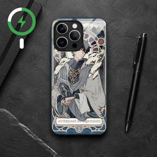 Attendant of Mysteries MagSafe iPhone case: art-nouveau card art of Klein Moretti in pale robes