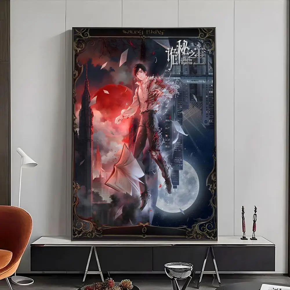 Lord of Mysteries Klein Moretti Red and Blue Moon Duality Wall Art Poster